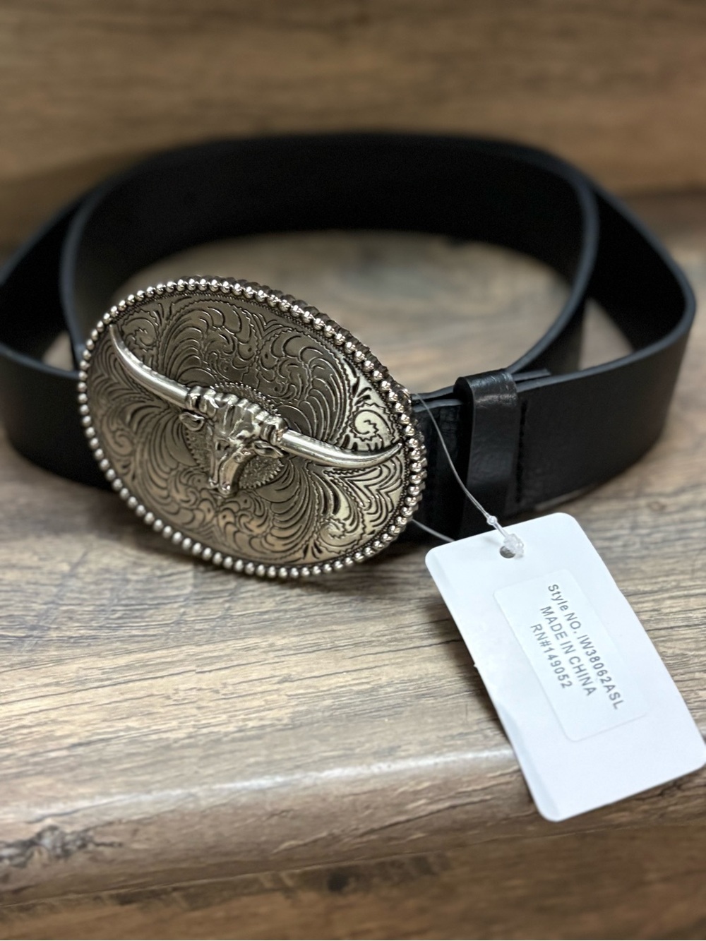 Black Belt with Silver Longhorn Buckle